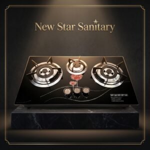 Premium Kitchenware 3‑Burner Tempered Glass Gas Stove with heavy automatic ignition – stylish, durable, and LPG compatible.