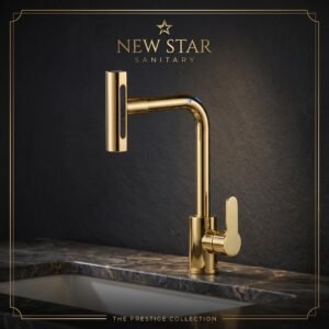 Prestige Collection Gold Faucet – Single Lever with Modern Angular Design