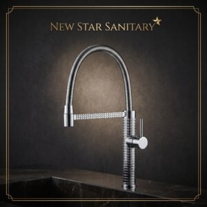 Flexible Kitchen Faucet – Modern Metallic Design with Textured Base