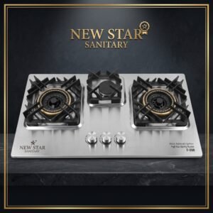 F‑200 Stainless Steel 3‑Burner Gas Stove – Heavy Automatic Ignition & High Gas Saving Burners