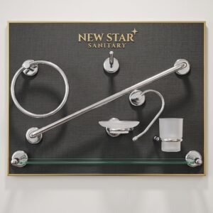 New Star Sanitary Premium Bathroom Accessories Set – Polished Chrome Modern Design