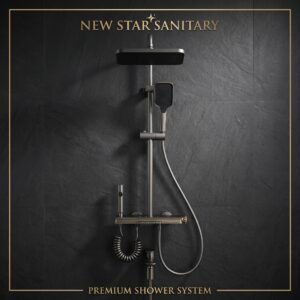 New Star Sanitary Premium Gunmetal Grey Shower System – 3-Function Rainfall Shower Set with Handheld & Bidet Sprayer