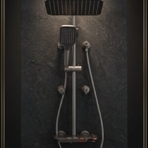 New Star Sanitary Luxury Gunmetal Grey Shower System – 3-Function Rainfall Shower Set with Handheld & Dual Control