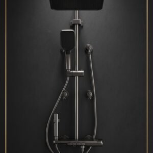New Star Sanitary Matte Black Piano Key Shower System – 4-Function Rainfall Shower Set with Handheld & Bidet Sprayer